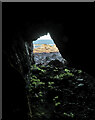 NT9365 : A view from a small sea cave at Callercove Point by Walter Baxter