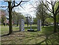 Temporary Pride of Manchester display in Grosvenor Square