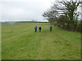 Field edge footpath with walkers near Bromlow Callow