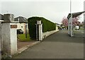 Pavement and bus shelter