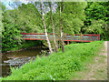 SD7406 : The Red Footbridge over the River Croal at Moses Gate Country Park by David Dixon