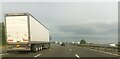 SP4780 : M6 motorway, eastbound, approaching Harborough Magna service station site by Christopher Hilton