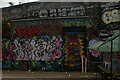 View of street art on the side of the Braithwaite Viaduct on Sclater Street #2