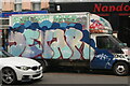 View of a van with street art on Bethnal Green Road #2