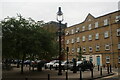 View of a heritage-style lamp post on the corner of Boot Street and Hoxton Market