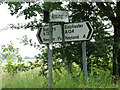 TL9338 : Signpost on the A134 Colchester Road by Geographer