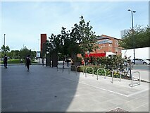 SE2934 : Cycle stands on Woodhouse Lane by Stephen Craven