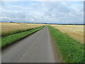 Minor road passing through cultivated land at Arbikie Moor