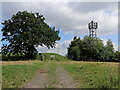 Reservoir and phone mast near Shatterford, Worcestershire