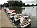 TM4759 : Empty rowing boats on the Mere in Thorpeness by Richard Humphrey