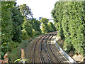 Railway curving around Peartree Green