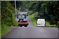 A tractor draws in along Deverney Road, Recarson