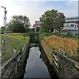 SK5838 : A derelict lock and The City Ground by John Sutton