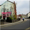 Magenta name sign, Court Road, Bridgend