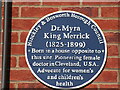 Plaque to Dr Myra King Merrick