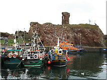 NT6779 : Boats moored in Dunbar harbour by Gordon Hatton