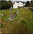 Celtic Cross gravestone in Gwernesney churchyard, Monmouthshire