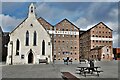 SO8218 : Gloucester Docks: The Mariners' Chapel, Double Reynolds and Vinings Warehouses by Michael Garlick