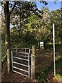SJ7964 : Gate at Southeastern corner of Brereton Heath Nature Reserve by Philip Cornwall