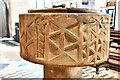 Checkley, St. Mary and All Saints Church: The font with its Saxon bowl