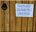 Notice on a chapel entrance door, Glascoed, Monmouthshire