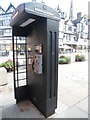 Black Public Payphone  Kiosk in Ironmonger Row, Coventry