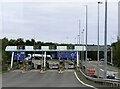 SK1304 : M6 toll booths near Weeford by Steve Daniels