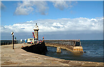 NZ9011 : The east pier, Whitby harbour by habiloid
