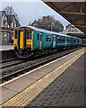 ST1586 : 150208 in Caerphilly station by Jaggery