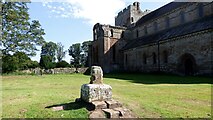 NY5563 : Cross base at Lanercost Priory by Sandy Gerrard
