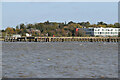 View across Thames to jetty and Harris Academy Riverside