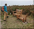 SW5929 : A rather touching memorial bench on Tregonning Hill by David Medcalf