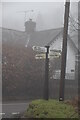 Roadsign in fog, Goathurst Common