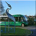 Green Line bus and heron