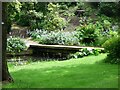 Wooden footbridge over the lake