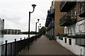 Footpath and apartments on the south side of Millwall Outer Dock