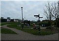 Signpost in Woking Park