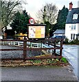 50 sign behind a noticeboard, Bryngwyn