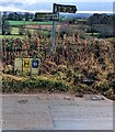 SO3909 : Grimy direction and distance signs, Bryngwyn by Jaggery