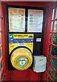 Defibrillator in a former red phonebox, Maypole, Monmouthshire