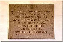 SK1285 : Memorial Tablet to the Four Inns Walk Disaster in Edale Church by Jeff Buck