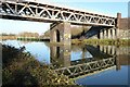 SP0444 : Railway bridge crossing the River Avon by Philip Halling