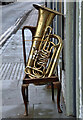 A brass tuba at Selkirk Market Place