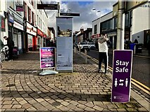 H4572 : Stay safe notice, Market Street, Omagh by Kenneth  Allen