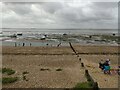 View towards the seat from Thorpe Bay, next to bathing pool and groynes