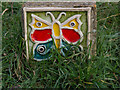 Leyton : ceramic butterfly, Waterworks Nature Reserve