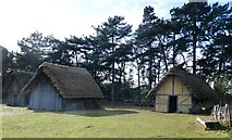 TL7971 : West Stow Anglo-Saxon Village - Three western buildings by Rob Farrow