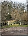 Barrier across an entrance to Fryth Wood, Monmouthshire