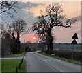 Sunset over Ashby Lane in Willoughby Waterleys