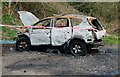 Burnt out car, Puxton Lane, Kidderminster, Worcs